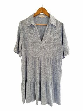 Lili Sidonio Molly Bracken Blue Tiered Mini Dress Large Cottagecore